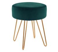 Duhome Taburete de Tela Terciopelo banqueta Redondo Acolchado seleccion de Color 9111, Color:Verde Azulado, Material:Terciopelo