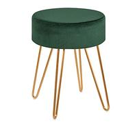 Duhome Taburete de Tela Terciopelo banqueta Redondo Acolchado seleccion de Color 9111, Color:Verde Oscuro, Material:Terciopelo