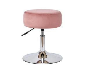 Duhome Taburete Giratorio de la Vanidad de la Terciopelo, Taburete del Maquillaje Redondo con la Altura Ajustable de la Tapicería para la Cocina de la Sala de Estar del Dormitorio, Rosa