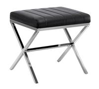 Duhome Taburete tapizado de Piel sintética, Taburete Acolchado Moderno con Estructura de Metal para tocador, Pasillo, salón, Dormitorio, Color Negro