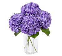 DuHouse 3 hortensias Artificiales Grandes, 50 cm, látex de Tacto Real, hortensias realistas para el hogar, Ramos de Boda, centros de Mesa, Fiesta, decoración de Sala de Estar (Morado)