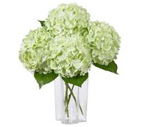 DuHouse 3 hortensias Artificiales Grandes, 50 cm, látex de Tacto Real, hortensias realistas para el hogar, Ramos de Boda, centros de Mesa, Fiesta, decoración de Sala de Estar (Verde Claro)