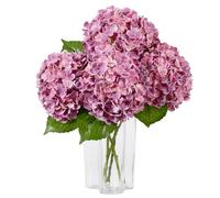 DuHouse 3 hortensias Artificiales Grandes, 50 cm, látex de Tacto Real, hortensias realistas para el hogar, Ramos de Boda, centros de Mesa, Fiestas, decoración de Sala de Estar (Rosa Rosa)