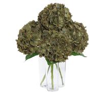 DuHouse 3 hortensias artificiales grandes, de látex de 20 pulgadas, hortensias realistas al tacto para el hogar, ramos de boda, centros de mesa, fiestas, decoración de sala de estar (verde oliva)