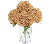 DuHouse 3 hortensias artificiales grandes, de látex de 20 pulgadas, hortensias realistas al tacto para el hogar, ramos de boda, centros de mesa, fiestas, decoración de sala de estar (café claro)