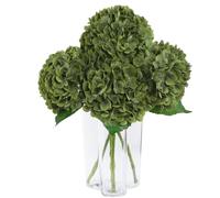 DuHouse 3 hortensias artificiales grandes, de látex de 20 pulgadas, hortensias realistas al tacto para el hogar, ramos de boda, centros de mesa, fiestas, decoración de sala de estar (verde otoño)
