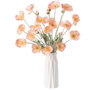 DuHouse 6 Amapolas Artificiales de Seda para decoración del hogar, centros de Mesa, Oficina, Boda (Coral)