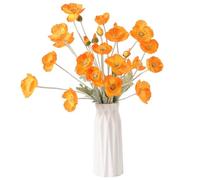 DuHouse 6 Pcs Amapolas Artificiales Flores de Amapola de Seda para Hogar Centros de Mesa Decoración Oficina Boda(Naranja)