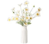 DuHouse 6 Pcs Amapolas Artificiales Flores de Amapola de Seda para Hogar Centros de Mesa Decoración Oficina Boda(Blanco)
