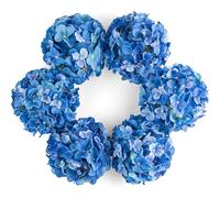 Duhouse Artificial Hydrangea Silk Flower Head with Stem Pseudo Royal Blue Hydrangea Wedding Family Garden Center Decoration 6 Pack (royal Blue)