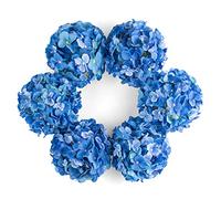 DuHouse Cabezas de hortensias Artificiales de Seda más Grandes con Tallo, Flores de hortensias Blancas Falsas para Boda, hogar, jardín, Centro de Mesa, Paquete de 6 (Azul Real)