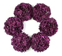 DuHouse Cabezas de hortensias Artificiales de Seda más Grandes con Tallo, Flores de hortensias Blancas Falsas para Boda, hogar, jardín, Centro de Mesa, Paquete de 6 (Ciruela)