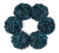 DuHouse Cabezas de hortensias Artificiales de Seda más Grandes con Tallo, Flores de hortensias Blancas Falsas para Boda, hogar, jardín, Centro de Mesa, Paquete de 6 (Azul Pavo Real)