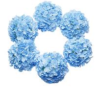 DuHouse Cabezas de hortensias Artificiales de Seda más Grandes con Tallo, Flores de hortensias Falsas para Boda, hogar, jardín, Centro de Mesa, Paquete de 6 (Azul)