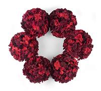 DuHouse Cabezas de hortensias Artificiales de Seda más Grandes con Tallo, Flores de hortensias Falsas para Boda, hogar, jardín, Centro de Mesa, Paquete de 6 (Borgoña)