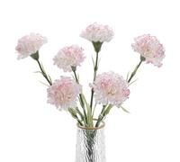 DuHouse Flores Artificiales Claveles 6pcs, Flores de Seda Falsas, Claveles Falsos con 45cm Tallos Largos para Centros de Mesa(Borde Rojo)