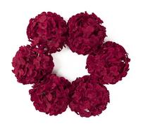DuHouse Hortensias de Seda de 8.7 Pulgadas con Tallos, Flores Falsas de hortensias para Bricolaje, Centro de Mesa de Boda, decoración del hogar, Paquete de 6 (Rojo Fuego)