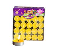 Duiaynke 100 velas redondas sin humo, 1 hora de duración, velas de té tibetanas budistas para iglesia budista tibetana, velas de manteca de ghee para boda, meditación, rituales, altares (amarillo)