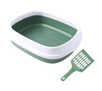 Duiaynke Bandeja de arena semiabierta para mascotas, antisalpicaduras, para gatos, para conejo, gatito, conejo (verde)