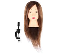 DUIMIMI Cabeza de Maniquí de Cabello, Cabello Real Mixto para Entrenamiento de Peluquería, Cabeza de Maniquí de Cosmetología con Soporte, Adecuado para Tejer, Rizar, Cortar y