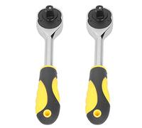 Duimimi juego de llaves de carraca 2pcs, llave de carraca amarilla de alta torsión, acero cromado, asa recto, dirección ajustable, para reparación mecánica y uso automotriz