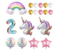 DUINIU 1 Pieza De 2 Globos Digitales, 2 Piezas De Globos De Animales De, 1 Pieza De Globos De Nubes, 2 Piezas De Globos De Estrellas Y 12 Piezas De Globos Redondos, Accesorios para Fiestas De Niñas.