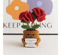 DUINIU 1 Pieza De Muñeca Tejida De Clavel Y 3 Sobres De Tarjetas De Felicitación, Adornos De Macetas De Punto, Pequeños Y Exquisitos, Bendición De Regalo para El Día De La Madre.
