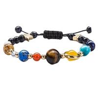 DUINIU 1 Pulsera del Sistema Solar Y La Vía Láctea, 1 Cadena Planetaria Ajustable, Pulsera Trenzada De Piedra Natural, Collar Creativo De La Estrella Guardiana, Moda Y Exquisitas Joyas.