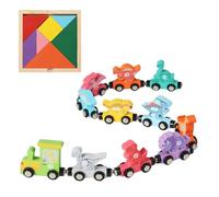 DUINIU 11 Piezas De Bloques De Construcción De Trenes Magnéticos De Dinosaurios Y 1 Juego De Tangram, Juguetes Educativos para La Primera Infancia, Regalos Educativos.