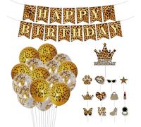 DUINIU 14 Unidades De Leopardo De Impresión De La Decoración Conjunto, De 16 De Leopardo De Impresión De Globos, Colgando Cartas De Cumpleaños, Fuentes De La Decoración para Fiestas De Cumpleaños.
