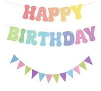 DUINIU 2 Decoraciones De Banderas De Fiesta, Banderines De Letras Triangulares, Decoraciones De Fondo De Pared, Adecuadas para Cumpleaños Y Celebraciones De Fiestas.