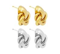 DUINIU 2 Pares De Aretes, Aretes Modernos Y Versátiles, Aretes Circulares De Metal, Adecuados para Uso Diario
