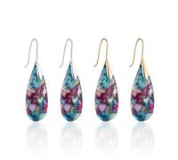 DUINIU 2 Pares De Aretes Drapeados De Piedra Natural, Adornos De Piedra Coloridos Son Llamativos, Los Aretes De Anzuelo Son Livianos Y Fáciles De Usar, Accesorios De Moda, Citas Y Reuniones.