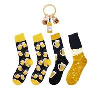 DUINIU 2 Pares De Calcetines De Cerveza Para Hombre Y 1 Colgante, Diseño De Bordado, Patrones Interesantes, Calcetines De Punto Casuales.