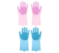 DUINIU 2 Pares De Guantes De Lana De Silicona Resistentes A Los Arañazos, Guantes De Baño Para Perros, Masaje Antideslizante, Herramientas De Limpieza Para Mascotas.