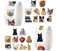 DUINIU 2 Rollos De Rollos De Pegatinas De Emoticonos De Gato, Una Variedad De Estilos De Tallo Interesantes Mezclados, Impermeables Y Duraderos, Resistentes Al Desgarro, Etc.