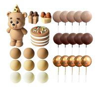 DUINIU 28 Juegos De Osos De Goma Blanda, Lindas Decoraciones para Pasteles De Dibujos Animados, Velas De Goma Blanda De Moda, Carteles De Globos De Espuma, Decoraciones para Fiestas De Cumpleaños.