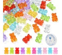 DUINIU 300 Cuentas De Oso Y 1 Rollo De Cuentas Transparentes, Cuentas Sueltas Acrílicas De Colores Transparentes, Lindos Materiales Accesorios De Joyería, Collares Y Otras Joyas De Bricolaje.