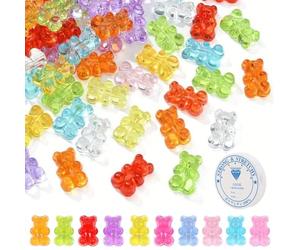 DUINIU 300 Cuentas De Oso Y 1 Rollo De Cuentas Transparentes, Cuentas Sueltas Acrílicas De Colores Transparentes, Lindos Materiales Accesorios De Joyería, Collares Y Otras Joyas De Bricolaje.
