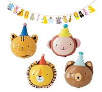 DUINIU 4 Globos De Animales De, 1 Bandera De Animales, Lindos Artículos para Fiestas De Cumpleaños, Diseño De Escenas De Fiestas, Lindas Decoraciones.
