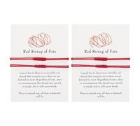 DUINIU 4 Piezas De Pulseras Rojas con Dijes De La Suerte, 2 Tarjetas De Felicitación, Cuerdas De Mano para Parejas Afortunadas, Pulseras Trenzadas De La Amistad, Pulseras con Nudos Ajustables.