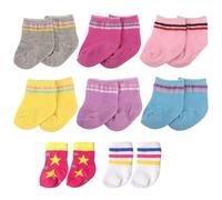 DUINIU 8 Pares De Calcetines De Juguete para Muñecas, Patrón De Rayas De Colores, Mini Lindos, Juguetes para Casa De Juegos para Niños, Adecuados para Ropa De Muñecas.