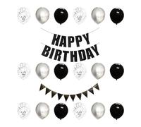 DUINIU Bandera De Cumpleaños De 1 Pieza, Bandera Triangular De 1 Pieza Y Globos De 18 Piezas, Decoración De Fiesta De Cumpleaños, Decoración De Fiesta, Accesorios para Fotos.