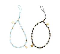 DUINIU Collar De Estrella De 2 Piezas, Cole De Decoración para Teléfono Móvil, Cole Lindo Desmontable, Cinturón De Decoración Diaria para La Muñeca (Negro, Azul).