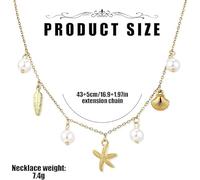 DUINIU Collar De Océano Dorado De 1 Pieza, Tobillera Bohemia De 1 Pieza, Collar con Cole De Estrella De Mar De Perlas, Tobillera Ajustable para Mujer, Accesorios De Vestir para Vacaciones De Verano.