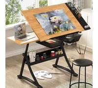 DUIRHNFV Descripción de Dibujo de Madera con Taburete de Arte de Arte, Altura Ajustable (26.8 "-35.8"), 80 ° inclinable, estación de Trabajo de redacción para Obras de Arte, diseño gráfico, Escritura