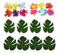 duisoad 96 piezas de hojas tropicales decorativas, decoraciones para fiestas tropicales, hojas tropicales, decoración floral de hibisco para selva, playa, decoración de fiestas