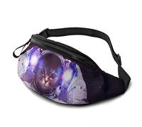 Dujiea Riñonera con agujero para auriculares y cinturón, bolsillo ajustable, a la moda, para mujeres, hombres y niños, Gato en el espacio exterior, Talla única
