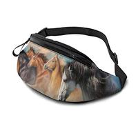 Dujiea Riñonera con agujero para auriculares y cinturón, bolsillo ajustable, a la moda, para mujeres, hombres y niños, Caballo corriendo, Talla única