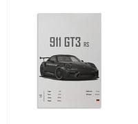 Dujoi Póster de coche 911 GT3RS, póster de coche de carreras, arte de pared vintage para hombres, impresiones artísticas de coche 911, lienzo enmarcado sin marco, 12 x 18 pulgadas (30 x 45 cm)